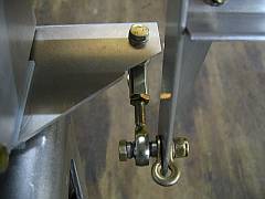 Pedal-horn linkage. Note the little bevelled spacers either side of the Heim fitting.
